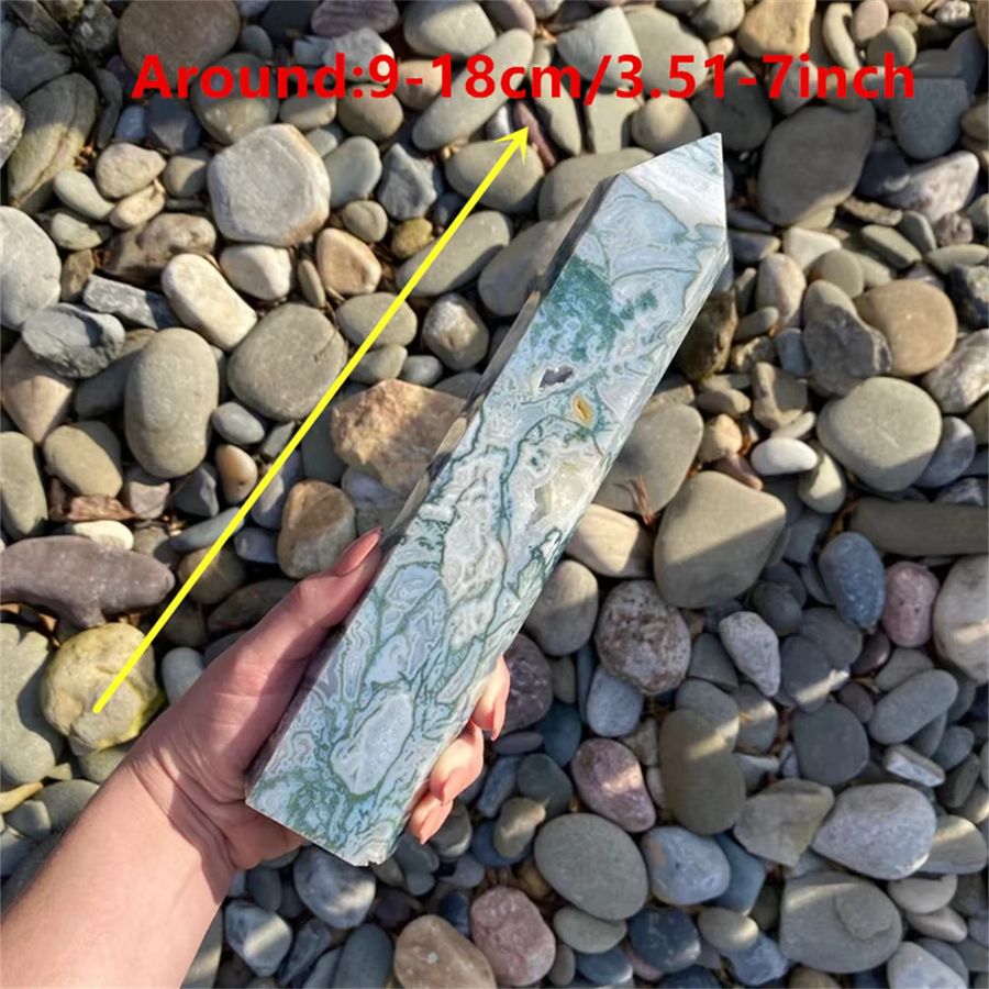 CrystalHola Wassergras-Achat-Quarzkristall Obelisk in Grün für Heimdekoration und Schmuckherstellung - Bild 2
