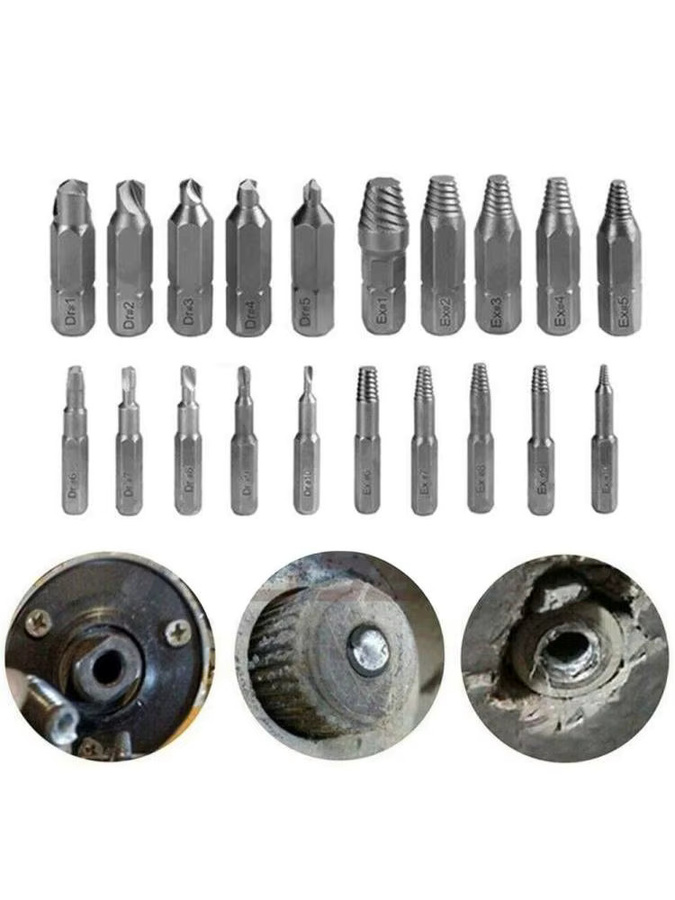 VIBRATITE Schraubenausdreher-Set mit 10 Bohrer-Bits für beschädigte und gebrochene Schrauben, 4 mm und 6,35 mm - Bild 4