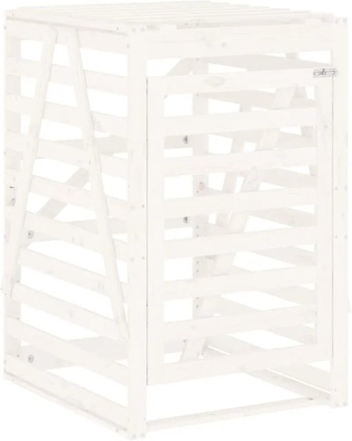vidaXL Mülltonnenbox aus Kiefernholz in Weiß mit rustikaler Optik, B/T/H: 84 x 90 x 128,5 cm - Bild 1