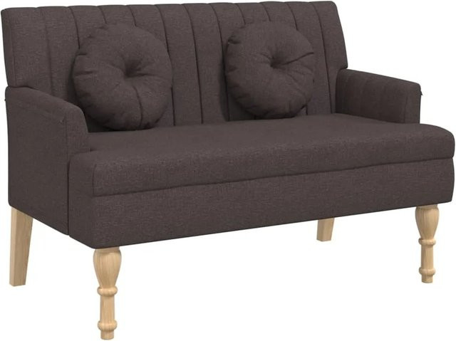vidaXL Sitzbank mit Kissen in Dunkelbraun im Antik-Stil mit vertikalem Linienmuster, B/T/H: 113 x 64,5 x 75,5 cm - Bild 1