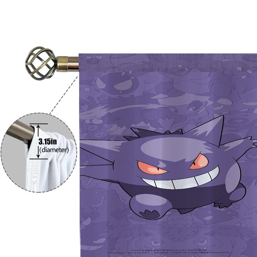 2er-Set Pokemon Verdunklungsvorhänge für Wohnzimmer und Schlafzimmer, semi-transparent, B: 50 cm, H: 70 cm - Bild 2