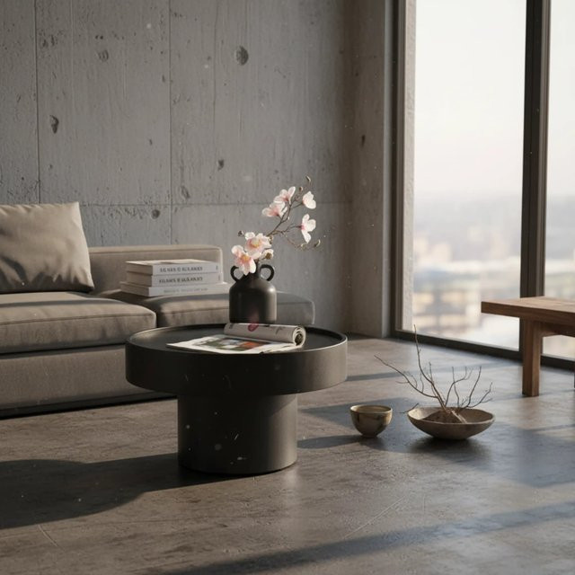 KADIMA DESIGN Couchtisch in Pilz-Form aus Metall in Schwarz, B/T/H: 60 x 60 x 36 cm - Bild 1