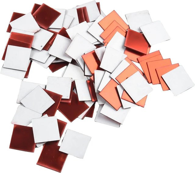 100 Stück Selbstklebende Echtglas Mini Quadrat Spiegel Mosaik Fliesen Aufkleber von Bloom Play in Rot - Bild 1