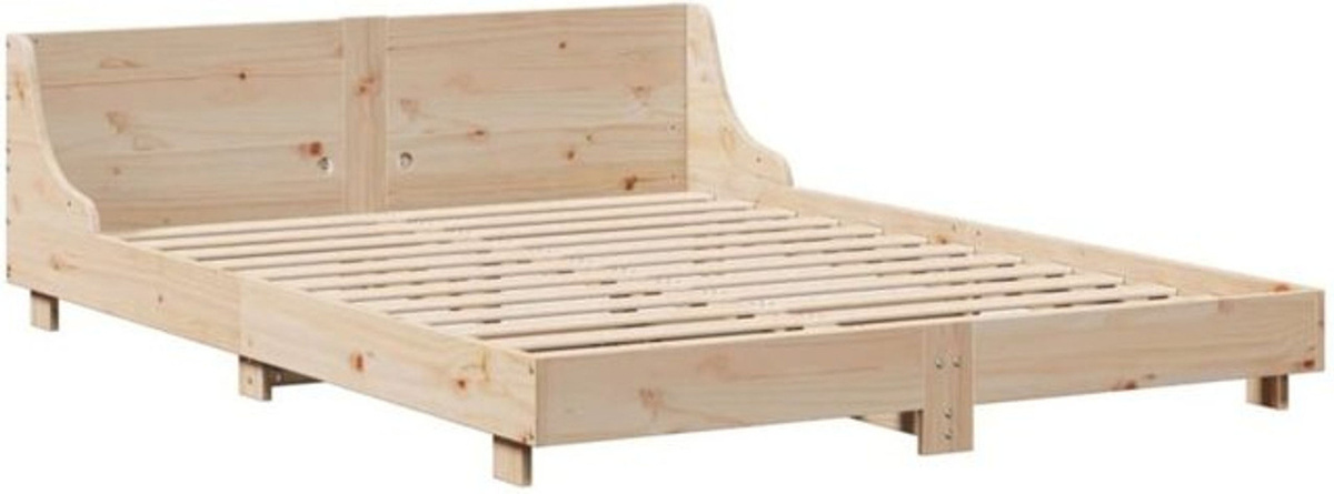 Massivholzbett vidaxl aus Kiefer in Natur Braun im skandinavischen Design, B/T/H: 160 x 200 x 52 cm - Bild 1