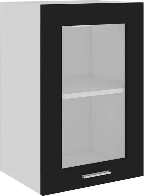 vidaXL Hängeglasschrank Schwarz mit Glastüren und Regalböden, B/T/H: 40 x 31 x 60 cm - Bild 1