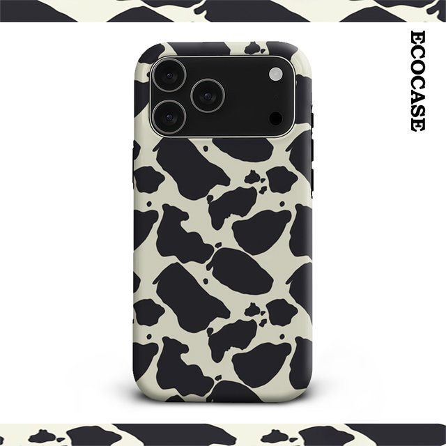 Handyhülle mit schwarz-weißem Kuh-Print für Apple iPhone 17 16 15 14 13 12 11 Pro Max Plus mit doppelschichtiger Rückseite - Bild 1