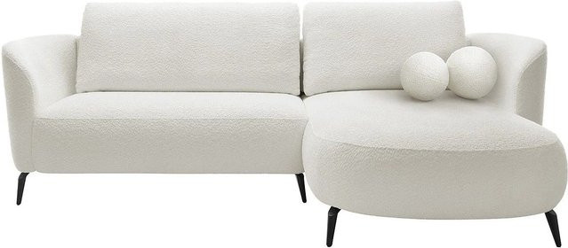Vente-unique Schlafsofa Aremia in Weiß mit Bouclé-Stoff, L-Form, Breite: 260 cm - Bild 1