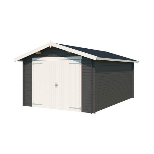 Lasita Blockgarage Mauritius Maja in Carbongrau mit Außenmaßen B: 382 cm, T: 560 cm - Bild 3