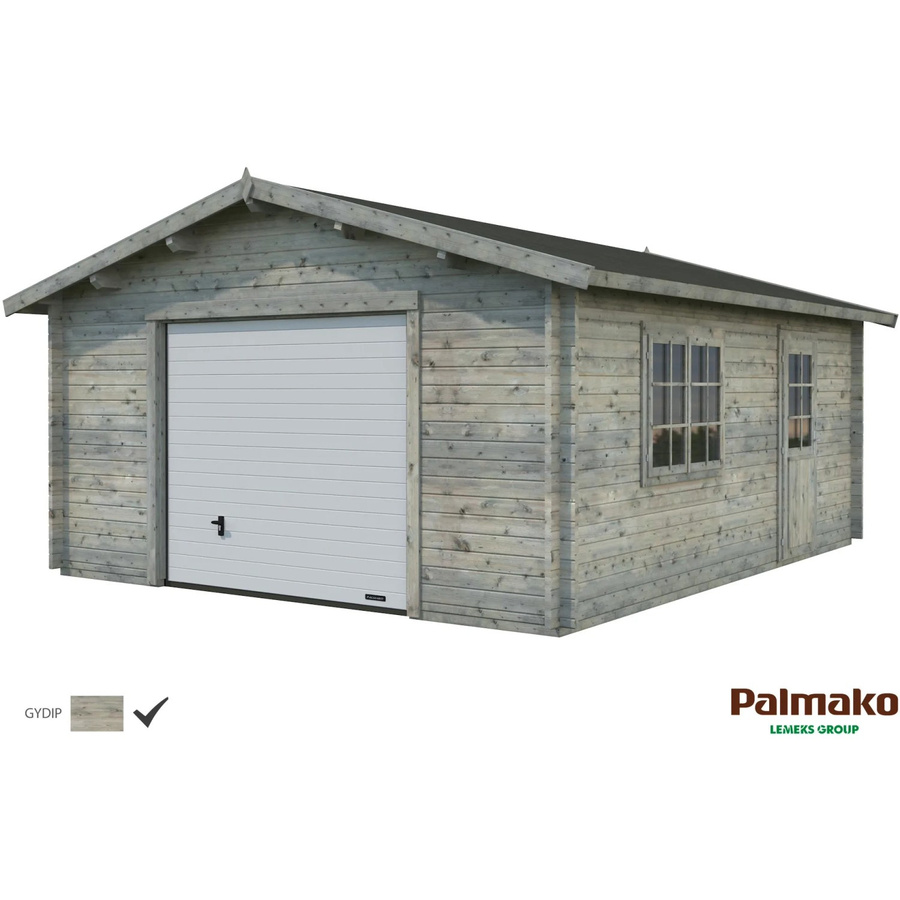 Palmako Holzgarage Roger aus Fichte mit Sektionaltor in Grau, B: 450 cm, T: 550 cm - Bild 2
