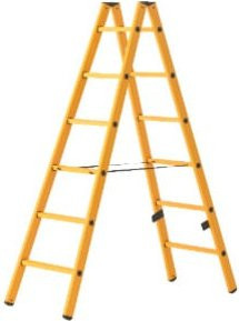 Hymer Sprossenstehleiter beidseitig begehbar in Gelb mit 2x6 Sprossen - Bild 1