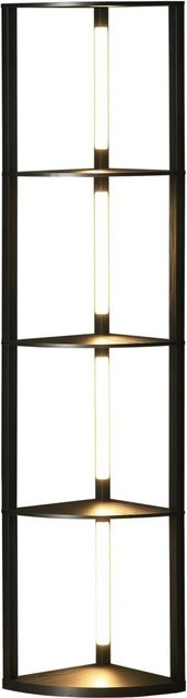 HOMCOM Stehlampe mit 4 Ablagen in Schwarz mit E27 Sockel und 3 Lichtfarben - Bild 1