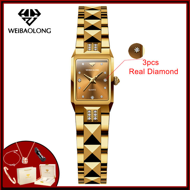 WEiBAOLONG Armbanduhr, Diamant, Quarz, Edelstahl, Roségold, Damen - Bild 1