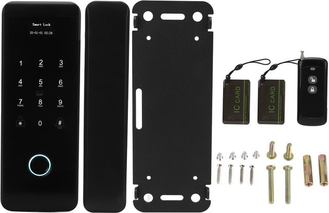 GoolRC Intelligentes Türschloss mit Fingerabdruck, Passwort, Bluetooth, Wifi und Sprachansage für Glas- und Holztüren sowie Schiebetüren in Schwarz - Bild 1