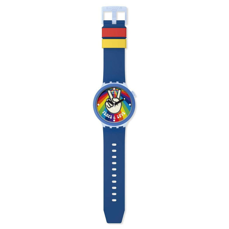 Swatch Armbanduhr PEACE HAND LOVE BIG BOLD SB03N105 Blau - Bild 1