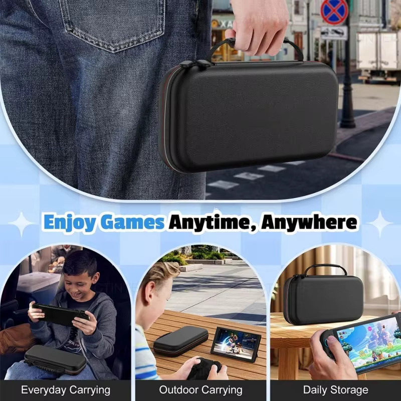 Tragbare EVA-Hartschalentasche für Nintendo Switch 2 in Schwarz - Bild 4