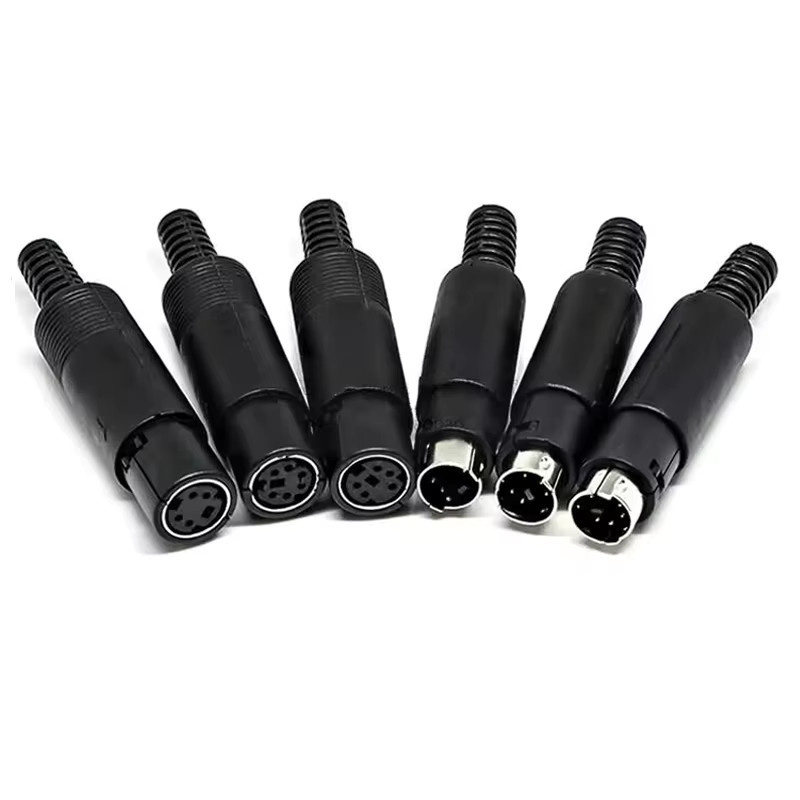 JCD Mini DIN Steckverbinder für Kabelmontage in Schwarz mit 3/4/5/6/7/8 PIN als Stecker oder Buchse - Bild 2
