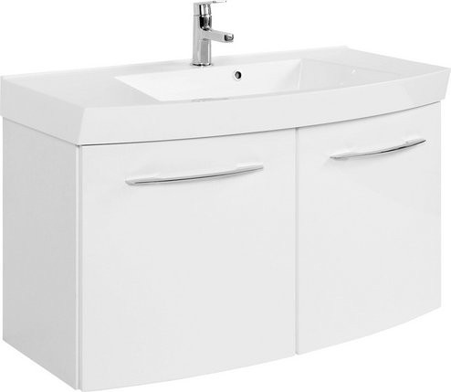 HELD MÖBEL Badmöbel Florida Wandmontiert Weiss Glänzend Breite: 100 cm - Bild 1