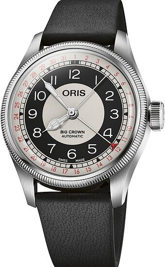 Oris Armbanduhr Big Crown Pointer Date Bullseye, Automatik, Edelstahl, 38 mm, Leder, Schwarz, Unisex - Bild 1