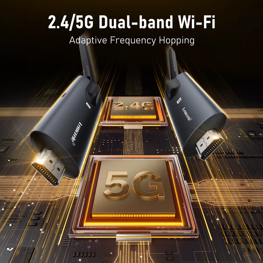 Lemorele 5G Kabelloser HDMI-Sender und -Empfänger mit Bluetooth für PC, TV, Projektor und Monitor, Schwarz - Bild 4