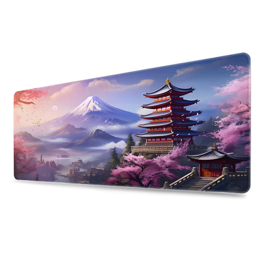 HYBXAXC Gaming-Mauspad mit Japan Scenic Mount Fuji Pagode Print, Schreibtischunterlage aus Gummi in Multicolour - Bild 7