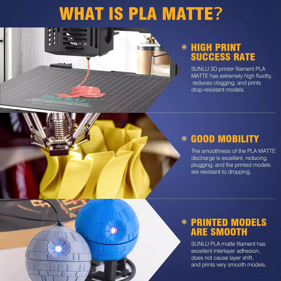 JAYO 3D-Drucker-Filament PLA Matt, 2 Rollen, 1,75 mm, Multicolour, für FDM-3D-Drucker - Bild 4