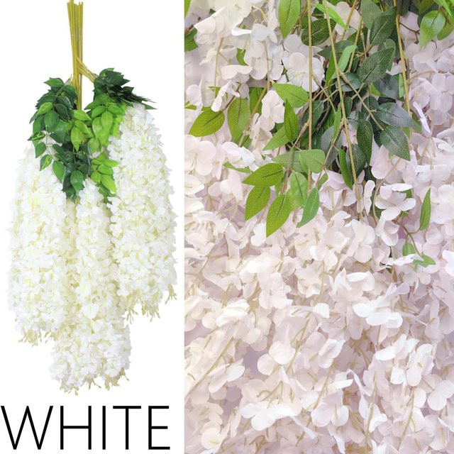 Smr Künstliche Rattan Blumen Girlande in Weiß und Lila für Hochzeiten, Garten und DIY Dekorationen - Bild 1