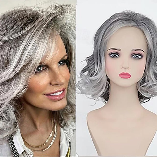 HAIRJOY Bob-Perücke, gewellt, mittelgrau, Damen - Bild 1