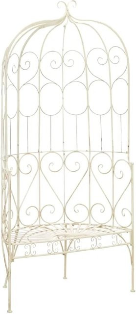 vidaXL Gartenbank aus Schmiedeeisen im Antik-Stil, Farbe Weiß, Breite: 95 cm - Bild 1