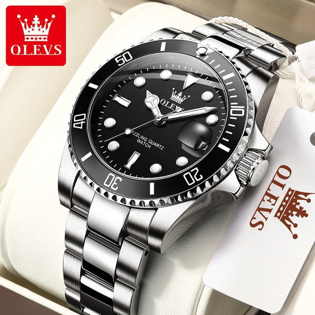 OLEVS Armbanduhr, Quarz, Edelstahl, Bicolor, Schwarz, Herren - Bild 1