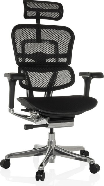 hjh OFFICE Luxus Chefsessel ERGOHUMAN GEN2 in Schwarz aus Stoff und Netzstoff mit Armlehnen und Kopfstütze, höhenverstellbar - Bild 1