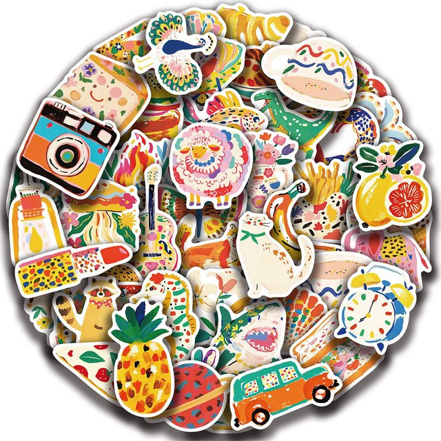 Rspctou Pop Art Tier Pflanze Graffiti Aufkleber, bunt, 10-teiliges Set - Bild 1