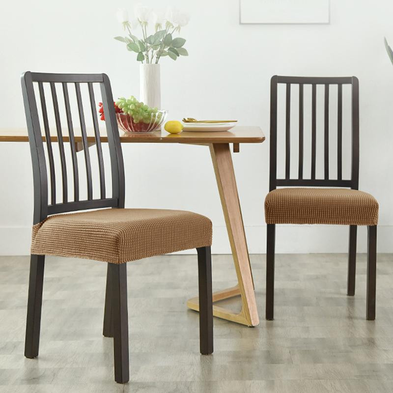 Yiran Furniture Jacquard-Horn-Sitzbezug aus Stretch-Material in Navy Blau, schmutzabweisende Stuhlhussen für Esszimmer, Küche oder Büro, ohne Rückenlehne - Bild 2