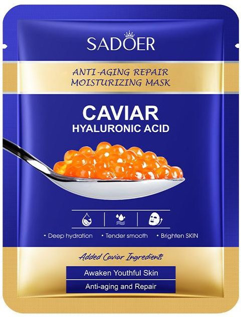 SADOER Caviar Hyaluronsäure Gesichtsmaske, Hyaluronsäure, Kollagen, Niacinamid - Bild 1