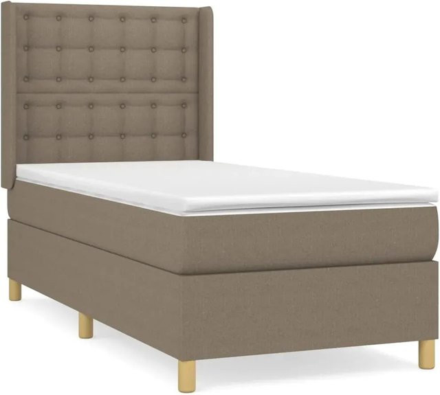 vidaXL Boxspringbett mit Matratze Hybrid-Design in Taupe, B/T/H: 100 x 200 x 128 cm - Bild 1