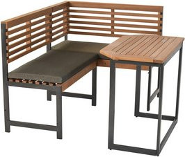MERXX Gartenmöbel Eckset Eckbank aus Aluminium in Grau, 2-teilig mit 3 Sitzplätzen - Bild 1