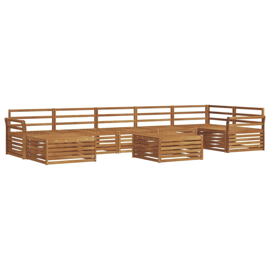 vidaXL Sofagarnitur 8-teilig aus Massivholz Akazie in Braun mit Tisch und Hocker im L-Shape Design - Bild 2
