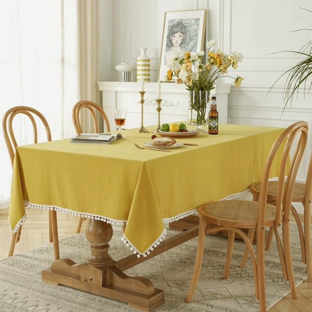 JMG Household Supplies Baumwoll-Tischdecke im Bauernhaus-Stil mit Pompom-Quasten, Waschbar, B/H: 60 x 60 cm - Bild 1