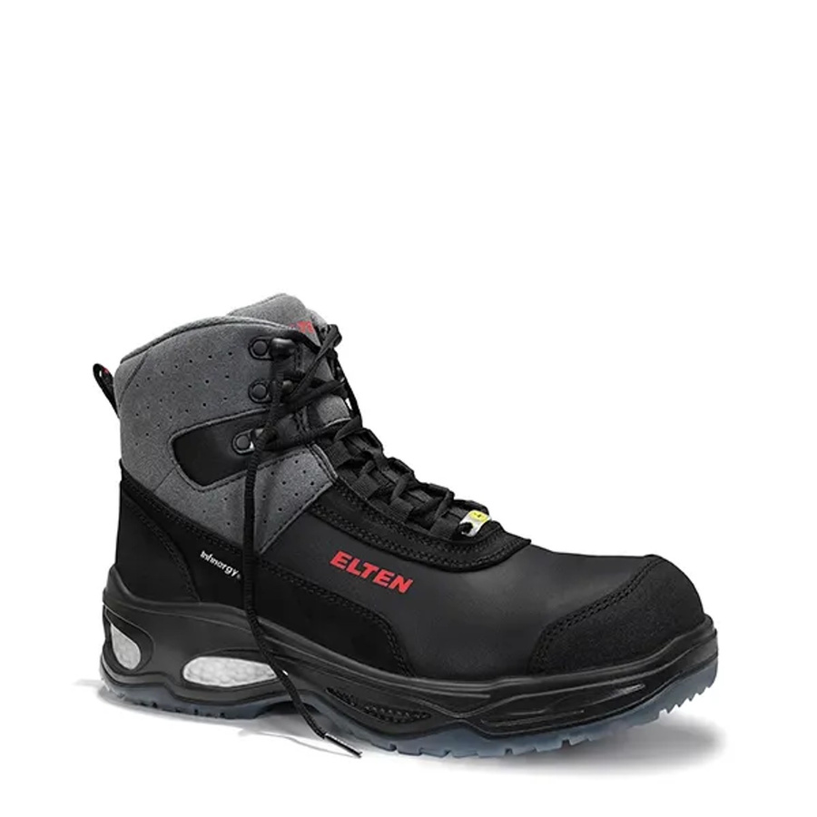 Elten Sicherheitsschnürstiefel Miles Mid ESD S3 aus Rindleder in Schwarz-Grau Größe 48 - Bild 2