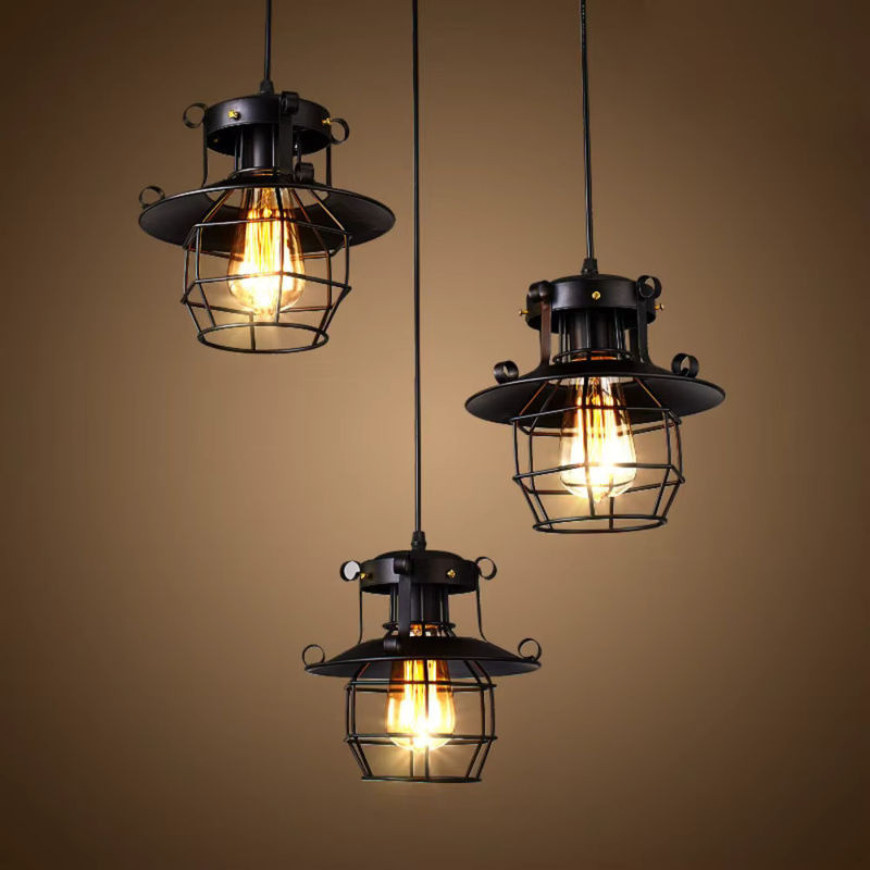 JOYINLED Industrielle Hängelampe im Retro-Stil für Restaurant und Bar, Schwarz, Metall - Bild 2