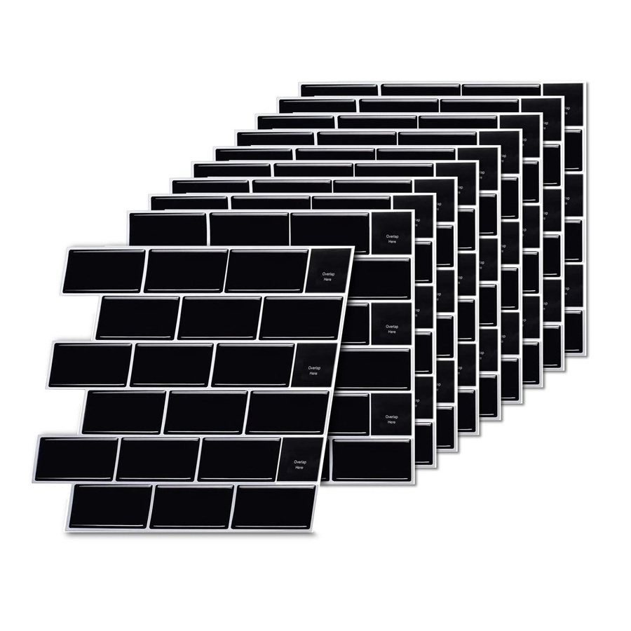 Relaxdays Klebefliesen in Schwarz mit 3D Metro-Design, selbstklebend, 10er Pack, B/T: 30 x 30 cm - Bild 2