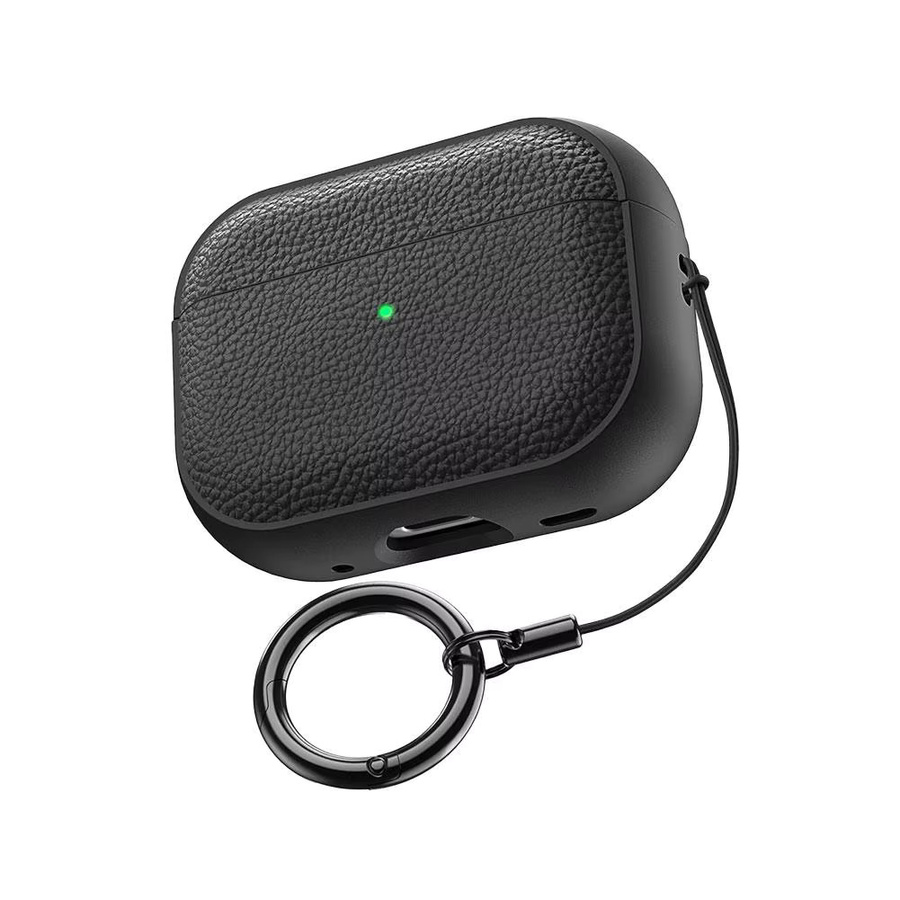 Schutzhülle für AirPods Pro 3 aus weichem TPU-Leder mit Lanyard und Schlüsselanhänger in Schwarz - Bild 6