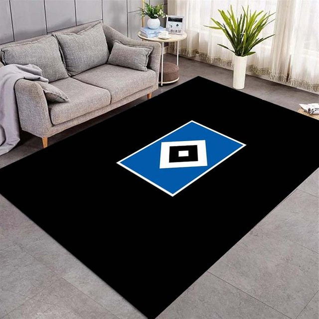 Hamburger SV Logo Teppich Rutschfeste Fußmatte mit Fußballclub-Wappen in Schwarz, Blau und Weiß B: 120 cm, T: 160 cm - Bild 1