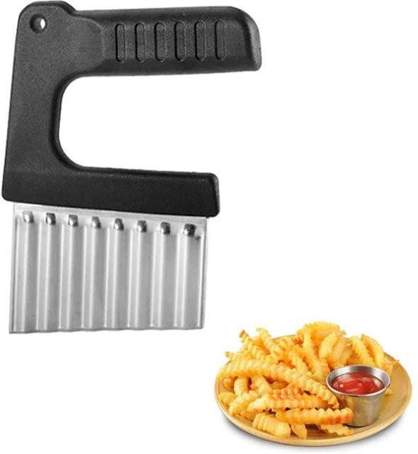 CosyHome Kartoffelschneider mit Wellenschneider aus Edelstahl in Schwarz - Bild 1