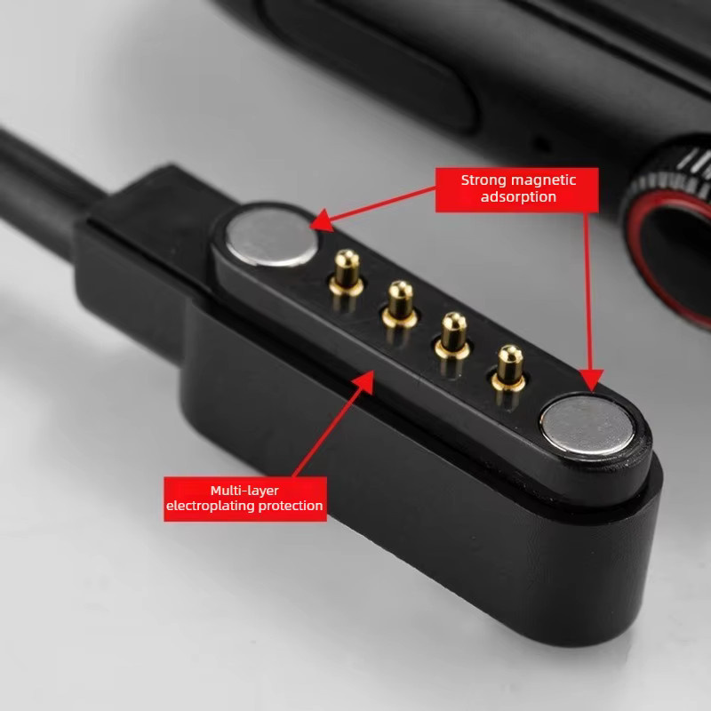 USB-C Ladekabel für 4-Pin-Schnittstellen von Knochenleitungs-Kopfhörern, Smartbands und Smartwatches in Schwarz mit 7,62 mm Abstand - Bild 3