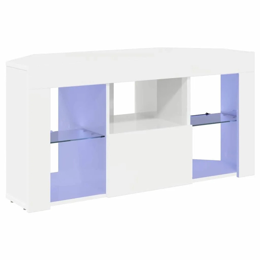 vidaXL Eck-LED-TV-Schrank Wandmontiert in Hochglanz Weiß, B/T/H: 100 x 40 x 50 cm - Bild 1