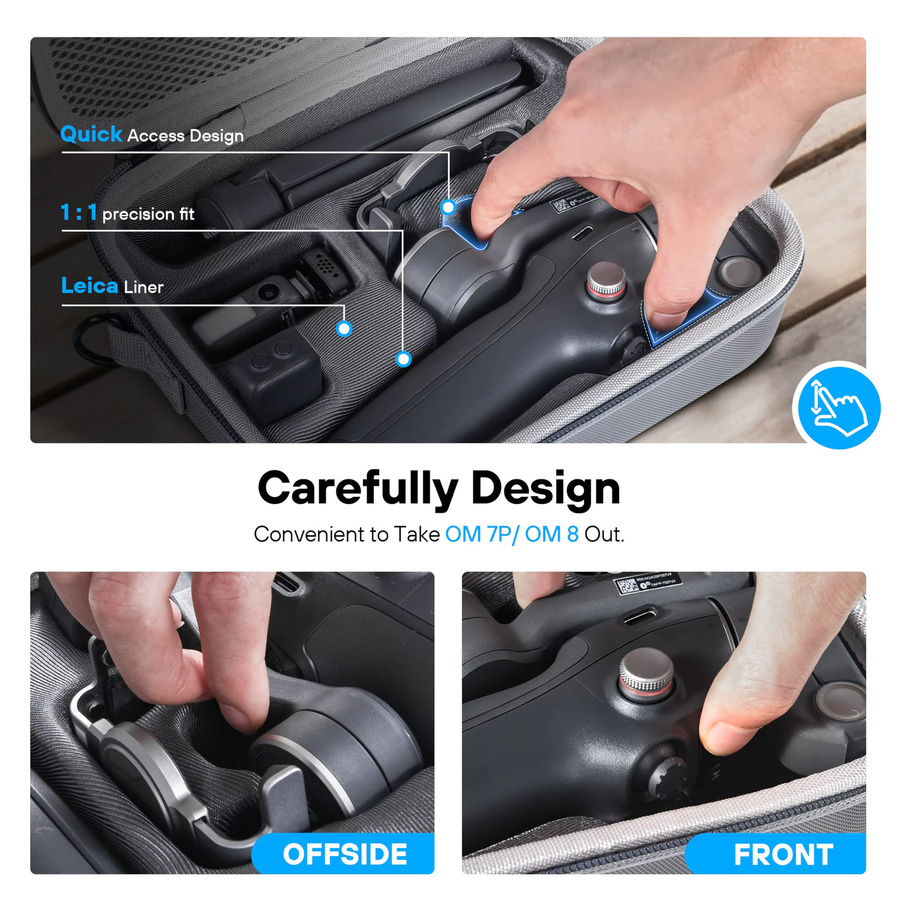 Tragbare DJI Schultertasche aus PU-Leder für Osmo Mobile 8, 7 und 7 Pro Gimbal-Stabilisatoren in Grau - Bild 2