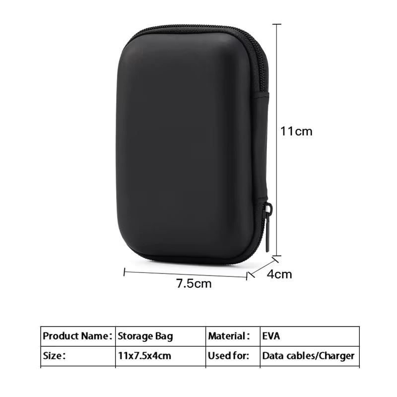 Urgrico Wasserfeste EVA Aufbewahrungstasche für iPhone 14 und USB-Ladegeräte, Datenkabel-Organizer in Schwarz - Bild 5