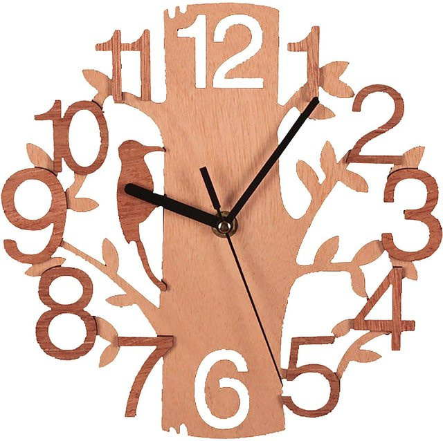 Geräuschlose Wanduhr aus Holz von Tooarts in Weiß, Durchmesser: 22,1 cm - Bild 1