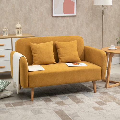 HOMCOM 2 Sitzer Sofa in Bunt mit Armlehnen und Wurfkissen, B/T/H: 130 x 70 x 80 cm - Bild 3