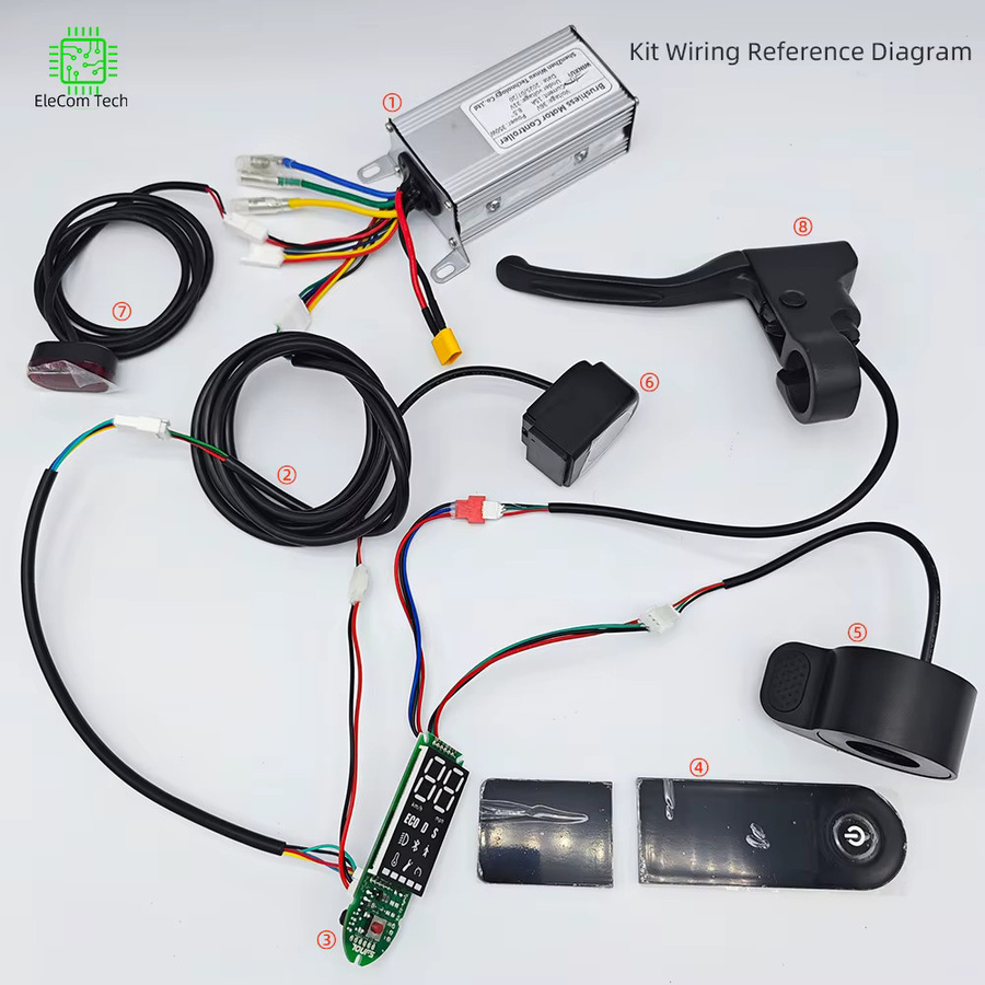 Xiaomi M365 Elektroroller Reparatur-Kit mit bürstenlosem Motor, Universal Controller und LED Dashboard in Silber, 36V 350W - Bild 4
